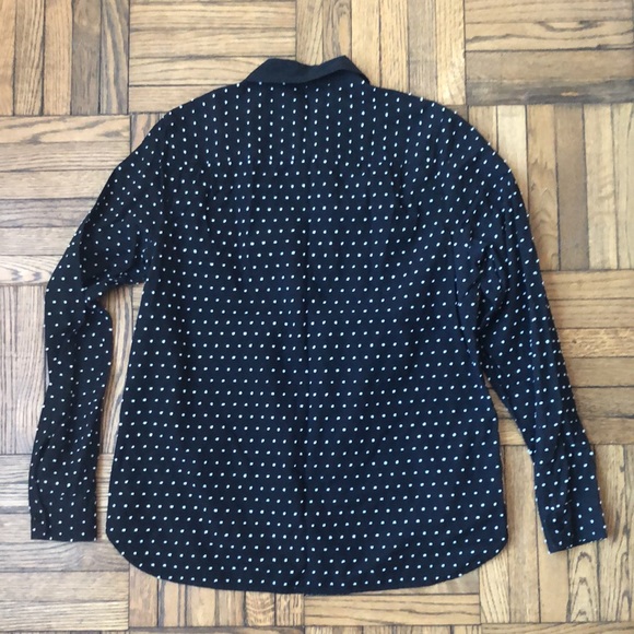 Kate Spade Saturday Black and White Swiss Dot Button Down Shirt, Size L - Picture 7 of 9